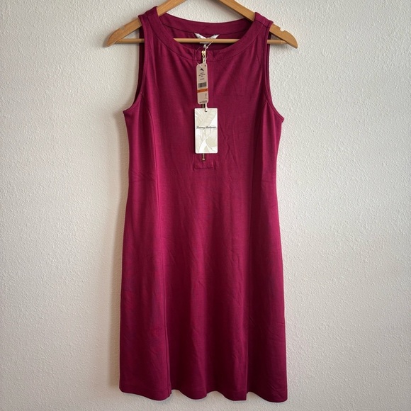NWT Tommy Bahama Red Darcy Fit and Flare Dress Front Zipper Beet Red W Pockets S - Picture 3 of 10